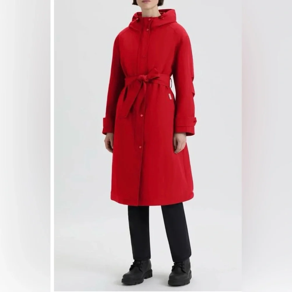 🎉HP🎉NWT- Hunter- Violet Hooded Long Trench Coat. Women’s Size XL